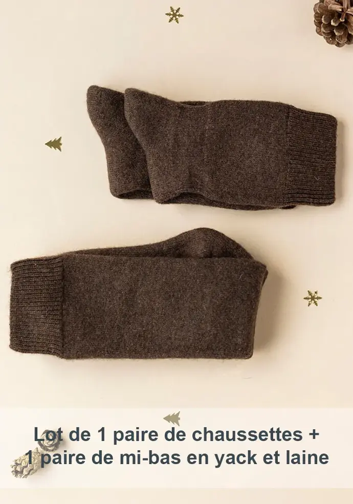 Lot chaussettes + mi-bas mixtes laine et yack