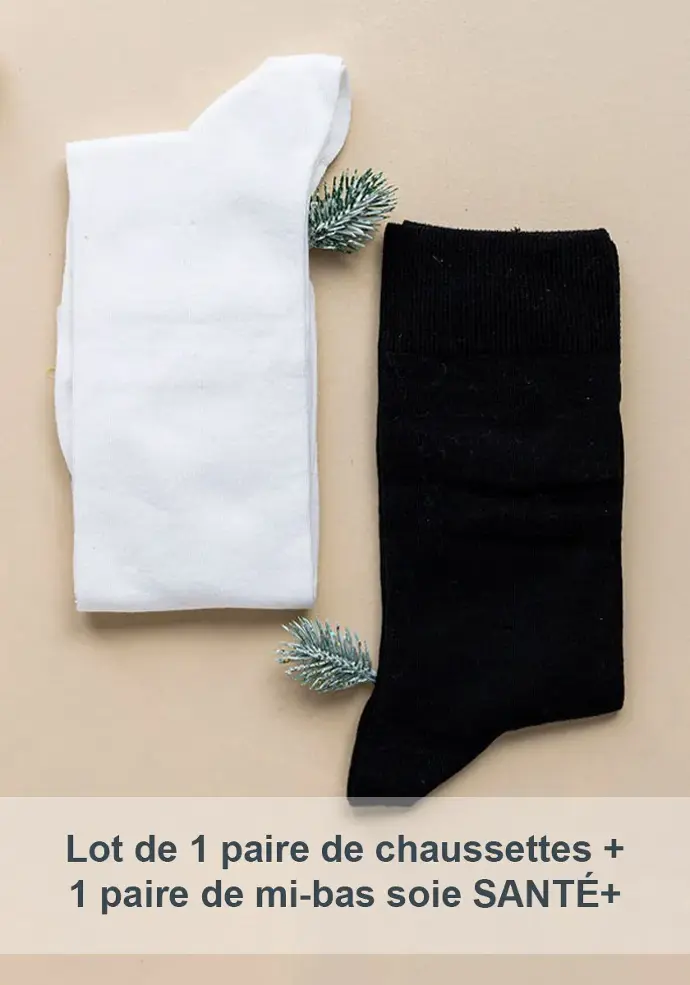 Lot chaussettes + mi-bas mixtes soie sans élastique