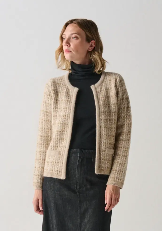 Veste tweed femme en laine et alpaga