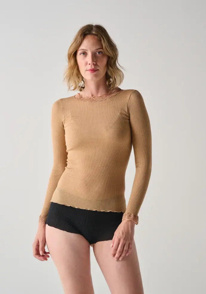 T-shirt manches longues laine et soie femme