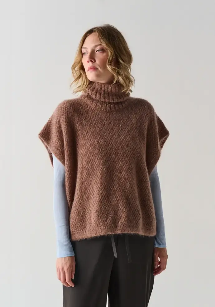 Poncho femme en mohair de chevreau