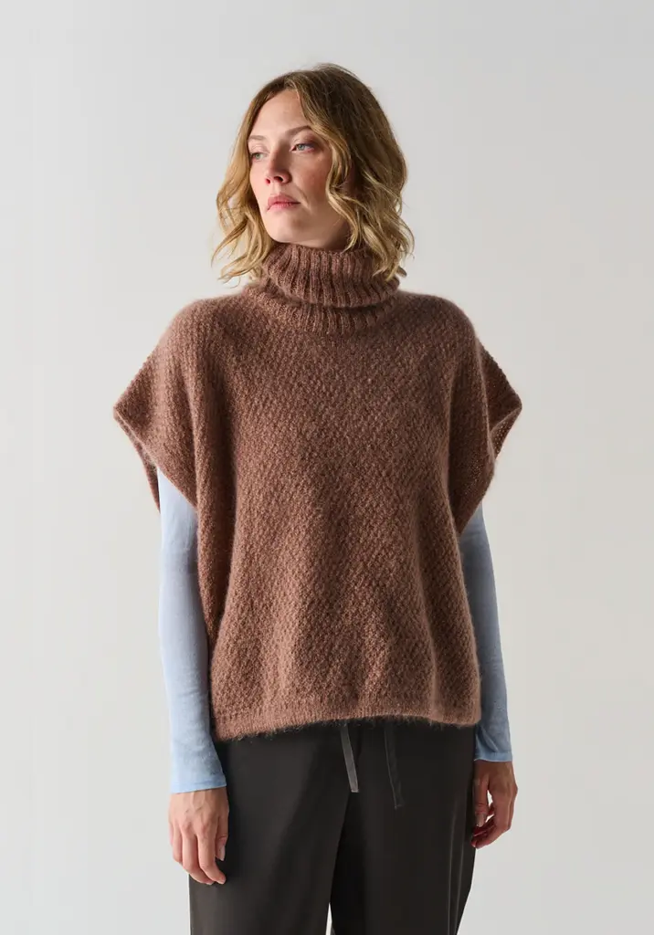 Poncho femme en mohair de chevreau