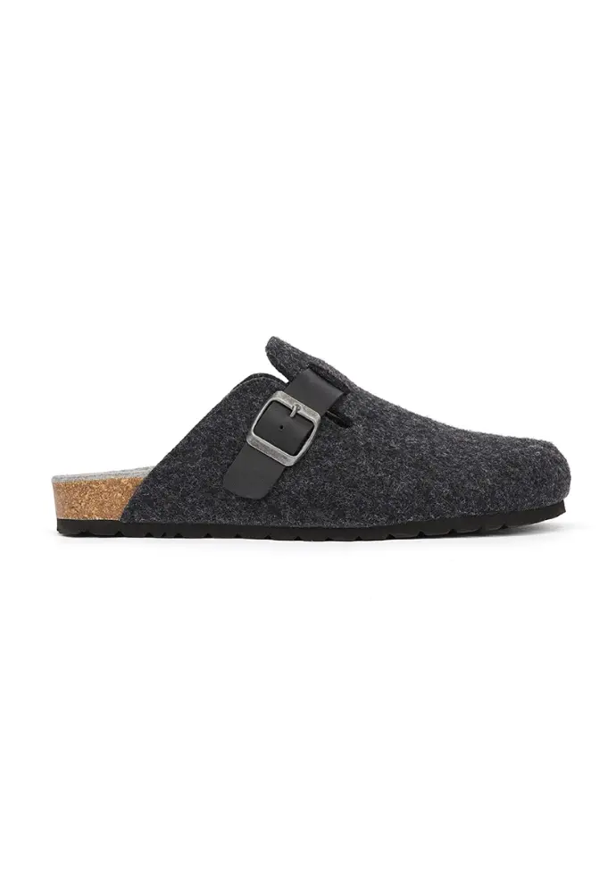 Mules homme feutre de laine et cuir