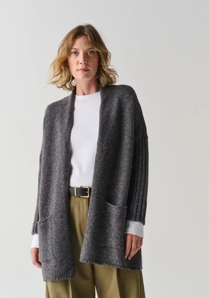 Gilet long femme en yack et laine