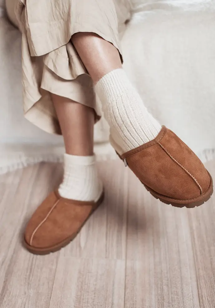 Mules femme teinture végétale avec semelle crantée