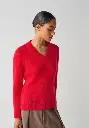 Pull col V en mohair de chevreau femme