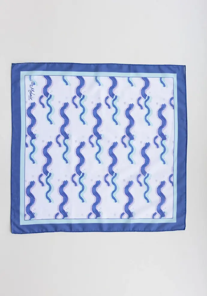 Foulard 100% voile de coton motif vague