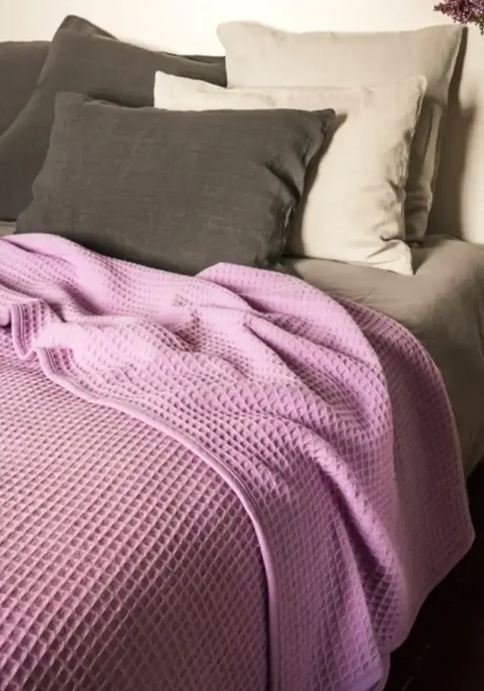 Couverture estivale nid d'abeille en mérinos