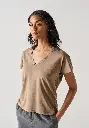 T-shirt femme col V 100% coton Pima