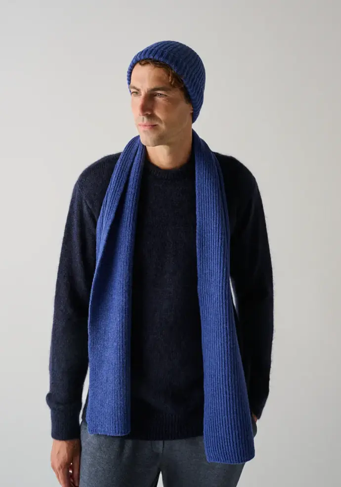 Echarpe homme en mérinos et alpaga