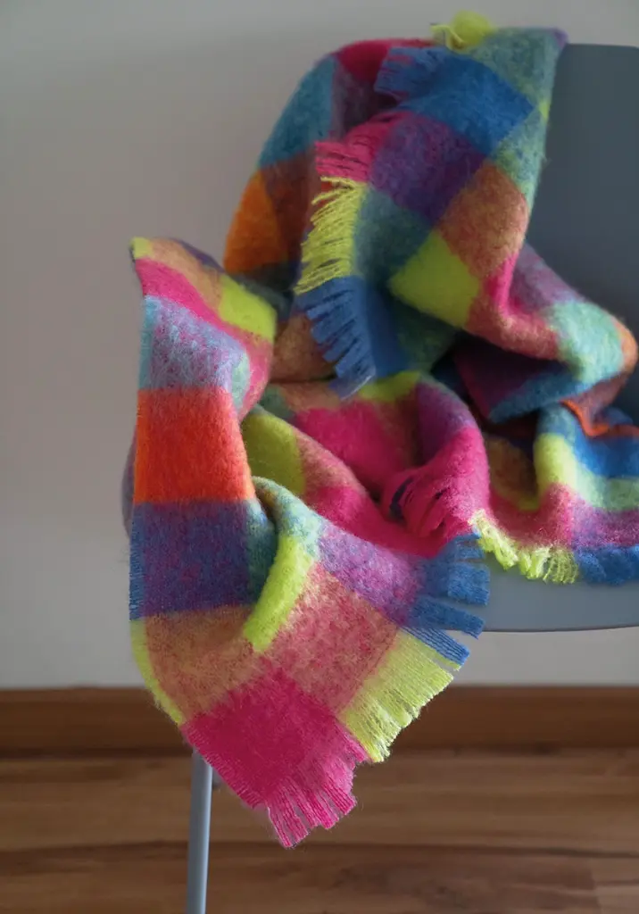 Plaid à carreaux en mohair et mérinos