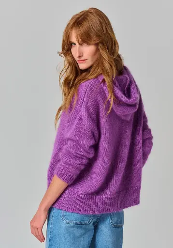 Pull sweat à capuche mohair et soie pour femme