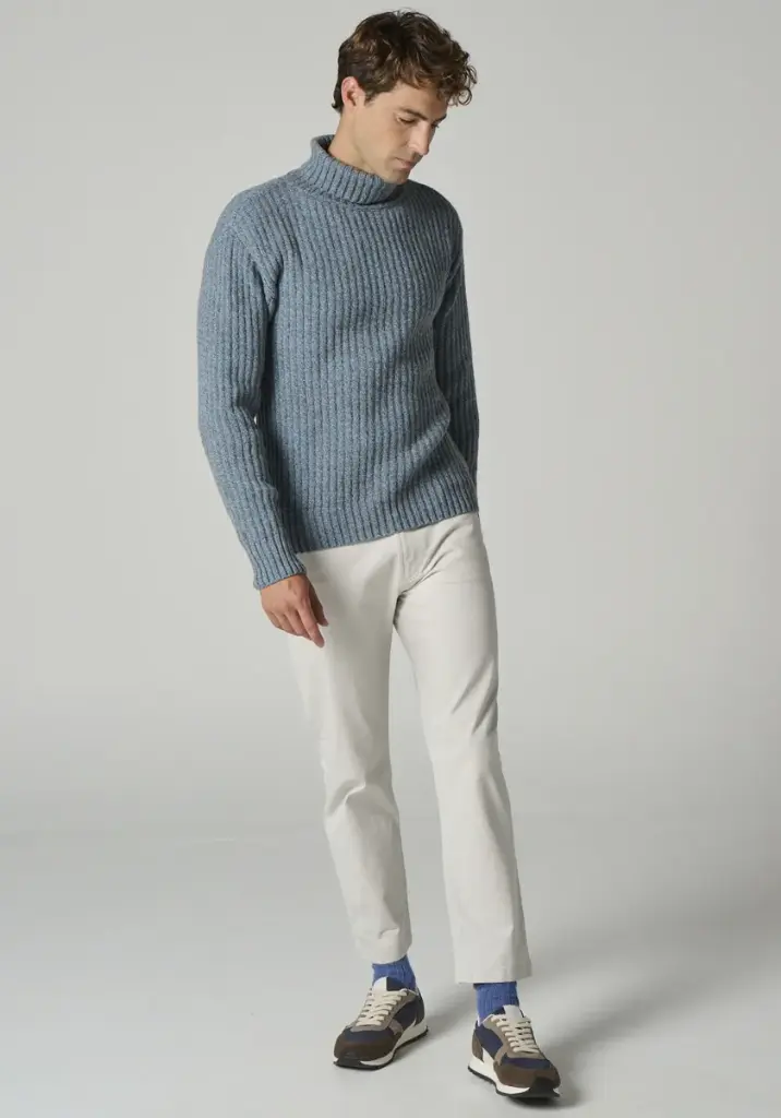 Pull col montant en laine et yack pour homme