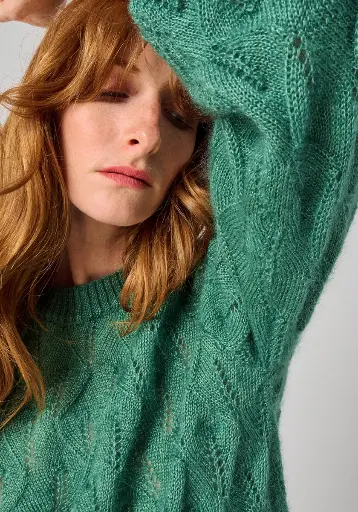 [ALMA_VER_REDIR] Pull femme maille relief en mohair et soie