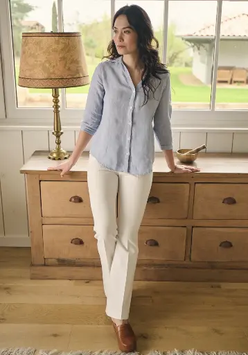Chemise femme en lin manches 3/4