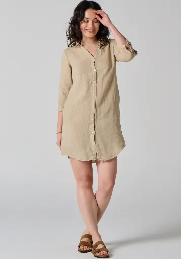Robe femme en lin manches 3/4
