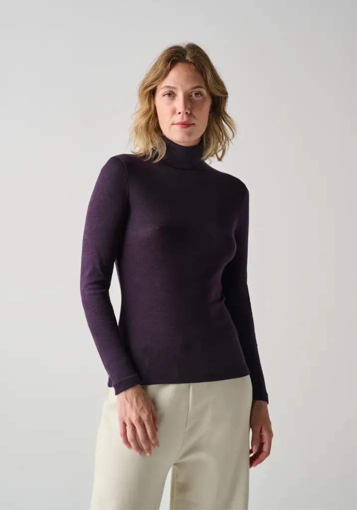 Col roulé femme en laine et soie