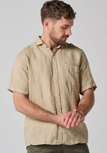Chemise en lin pour homme manches courtes