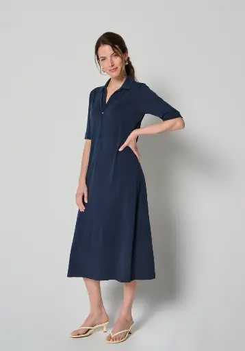 Robe chemise longue en coton Pima