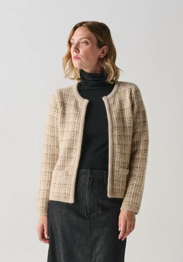 Veste tweed femme en laine et alpaga