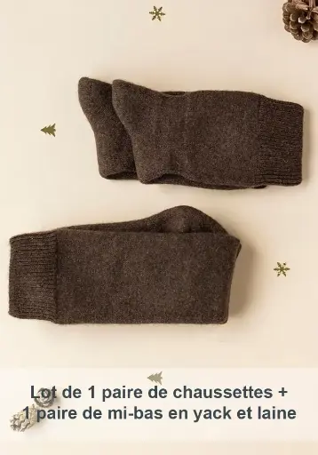 Lot chaussettes + mi-bas mixtes laine et yack