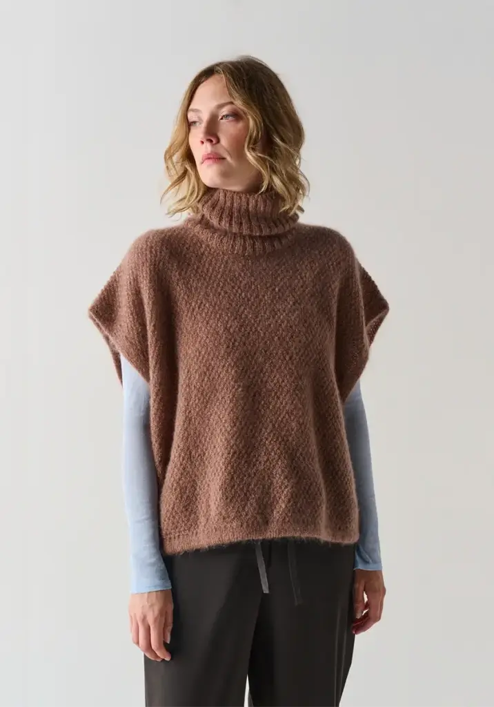 Poncho femme en mohair de chevreau