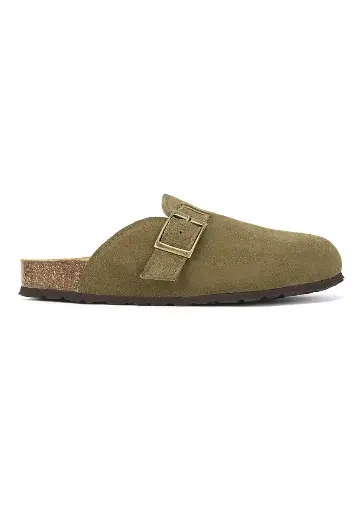Sandales mixtes en cuir couleur kaki