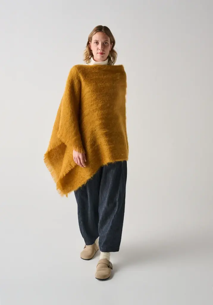 Poncho femme en laine mohair