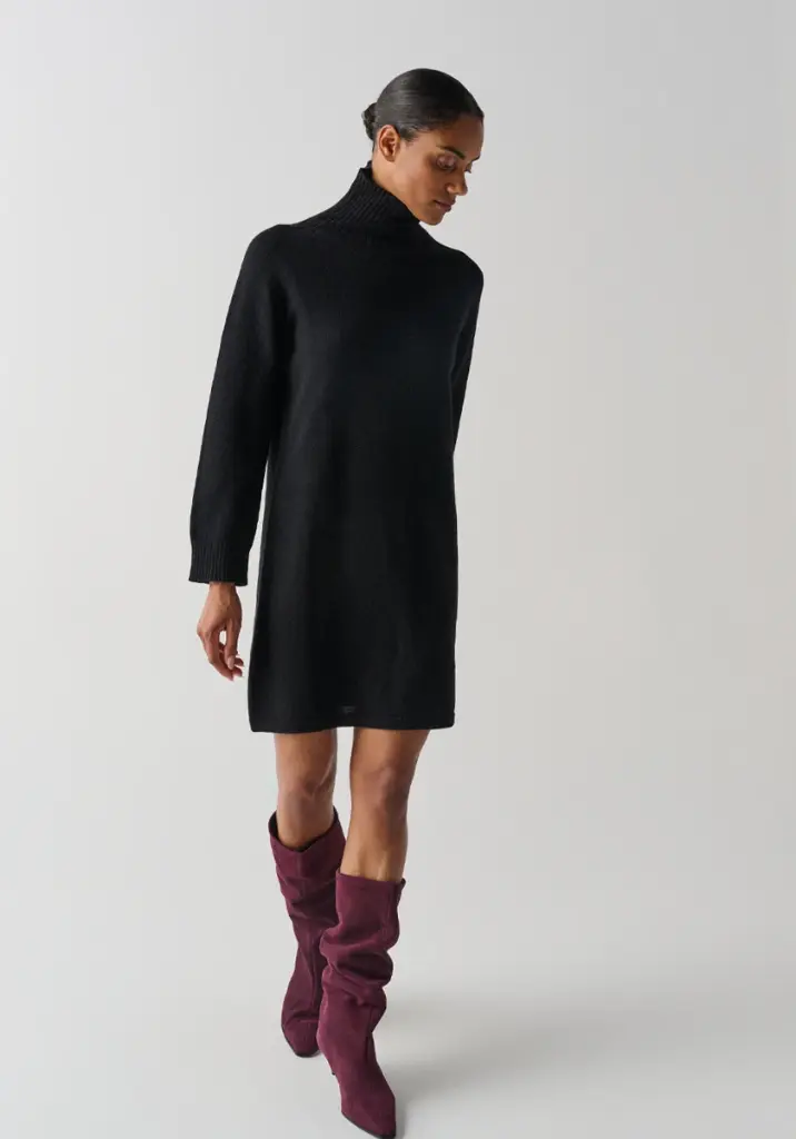 Robe pull femme en laine couleur noir
