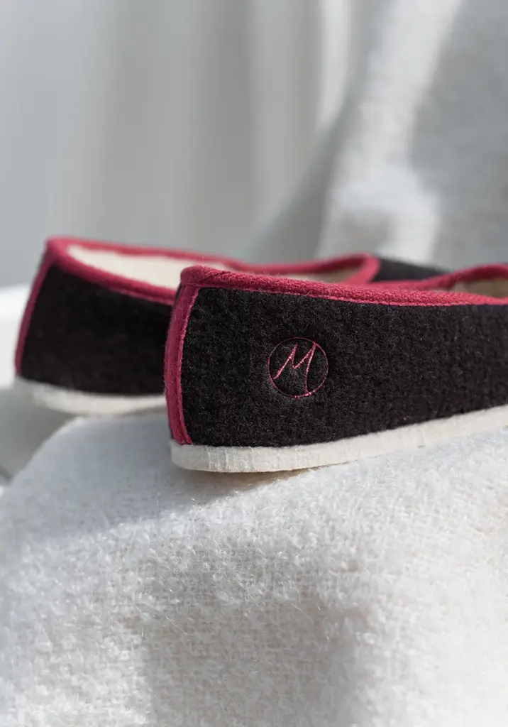 Ballerines femme en mérinos bleu marine