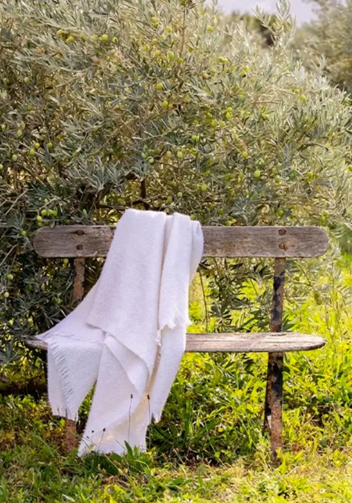 Plaid mohair maille bouclette blanc