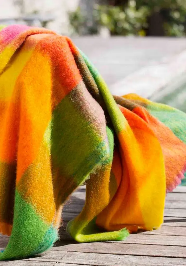 Plaid mohair imprimé multicolore