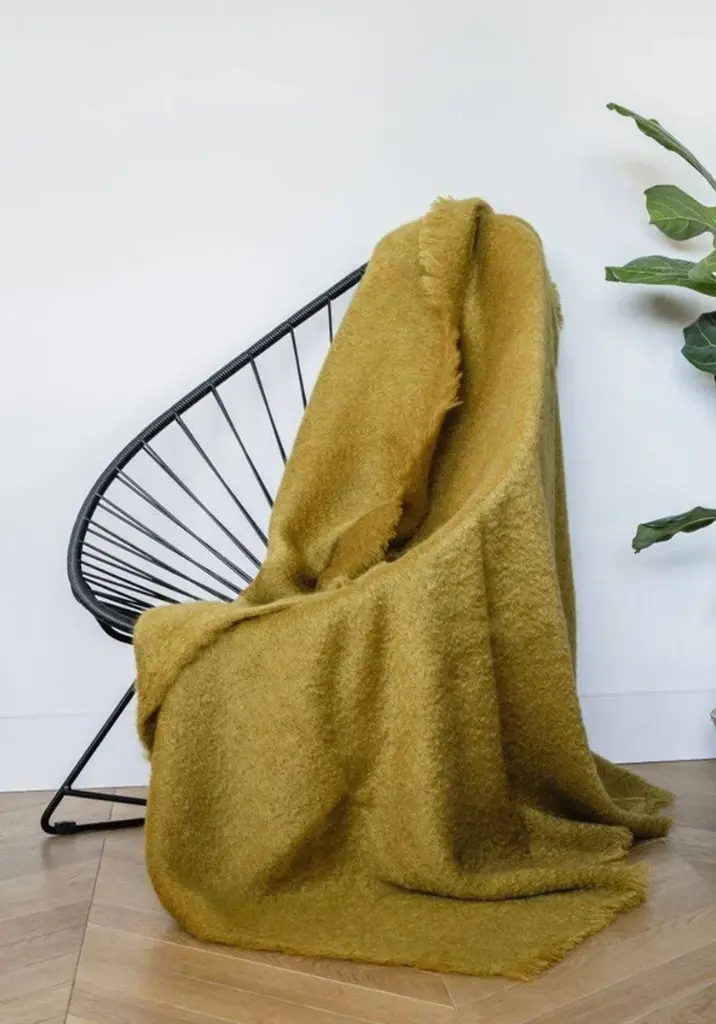 Plaid mohair chaud couleur ocre