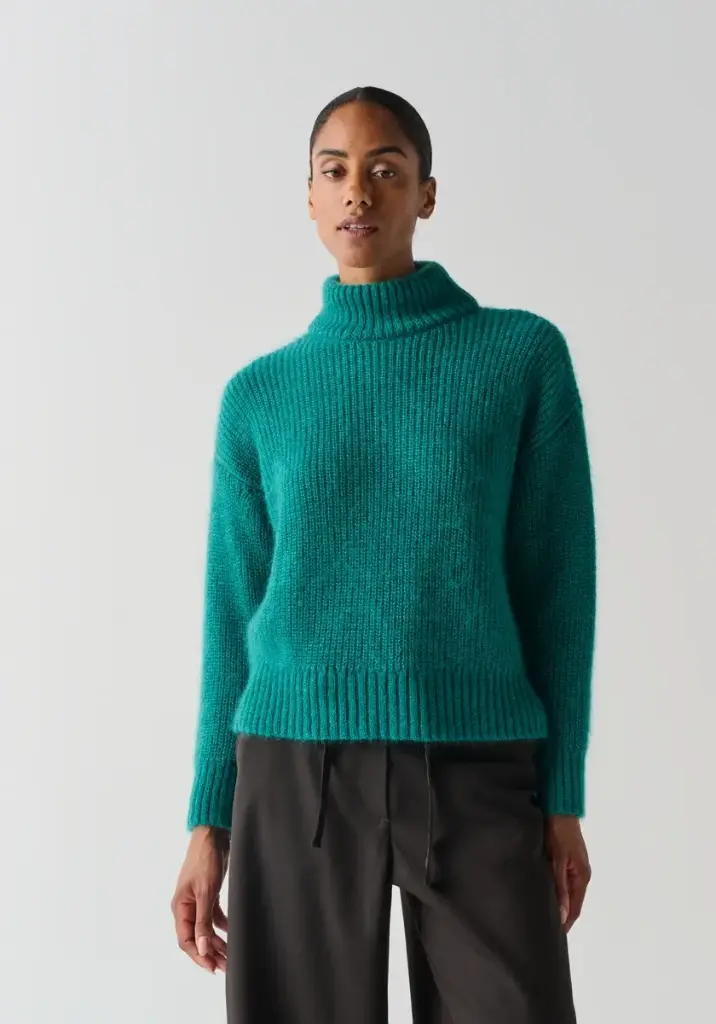 Pull mohair et soie femme col montant