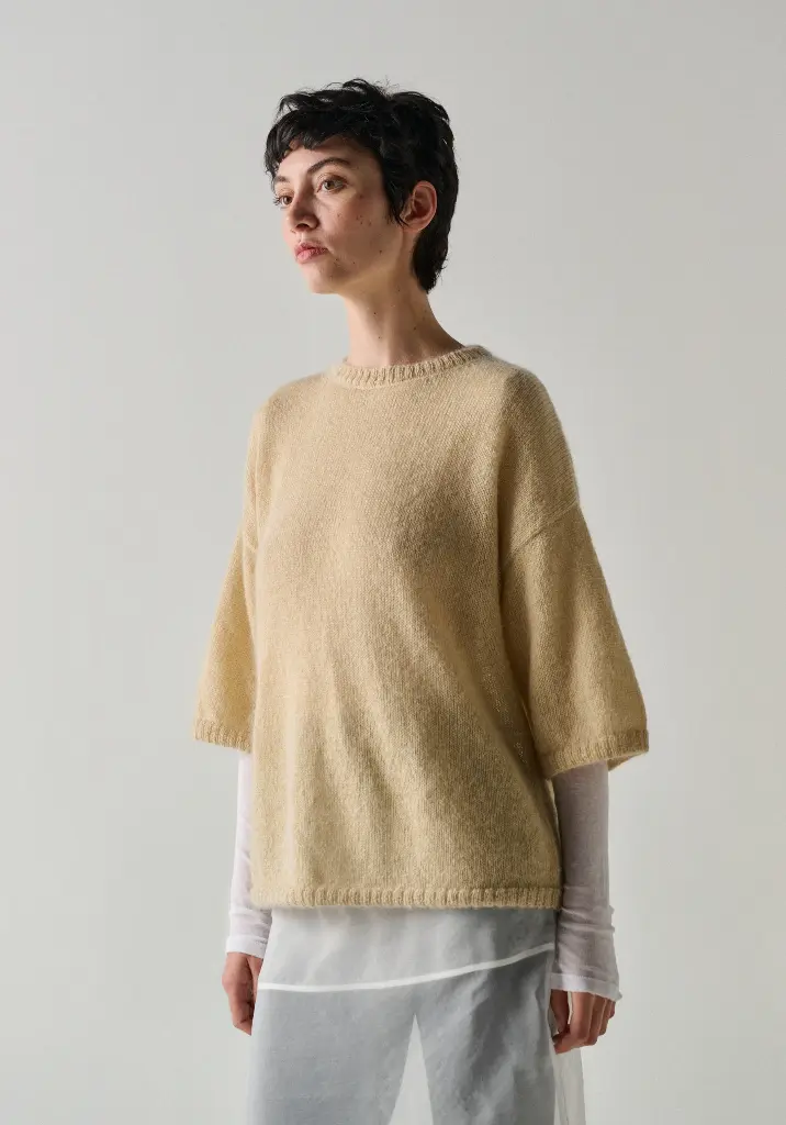 Pull femme manches courtes en mohair des Pyrénées