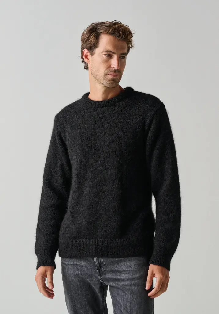 Pull homme col rond en mohair et soie