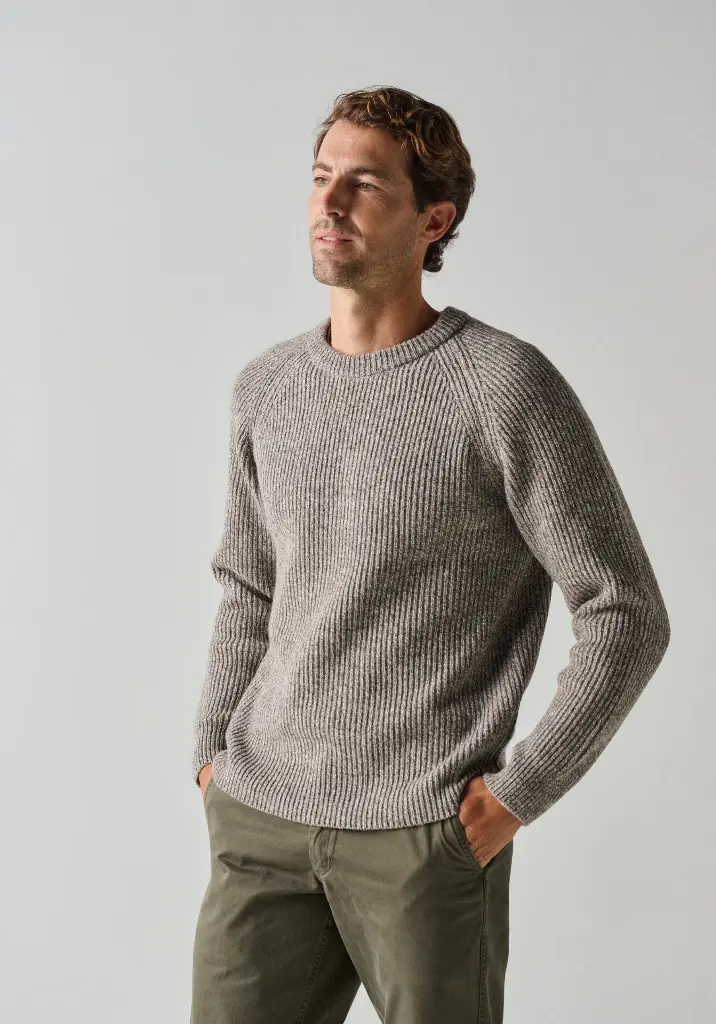 Pull homme col rond en laine vierge et yack