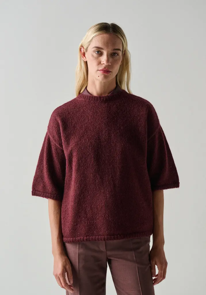 Pull femme en laine mohair manches courtes