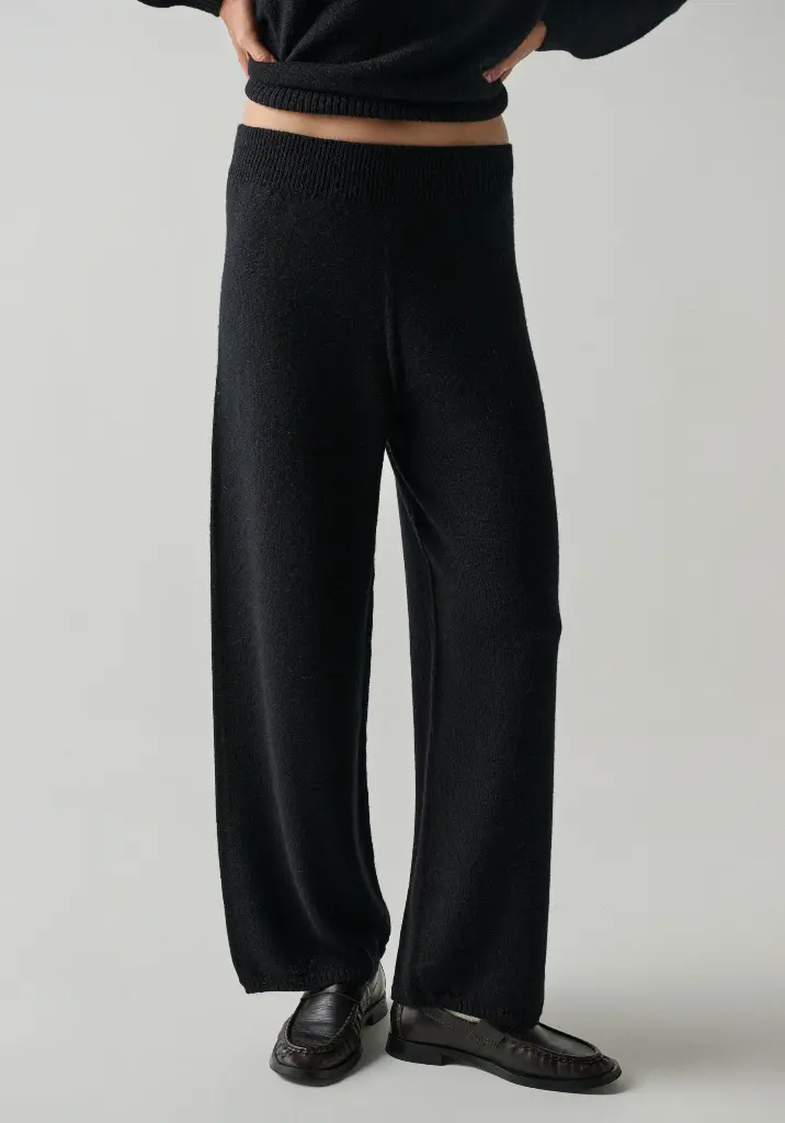 Pantalon femme en mérinos et alpaga couleur noir