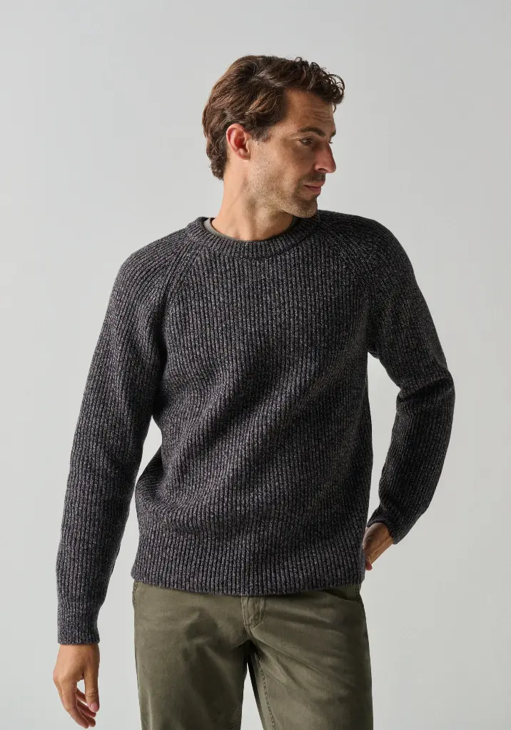 Pull homme en laine vierge et yack col rond