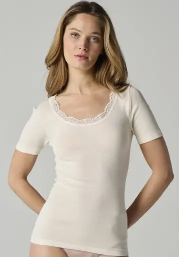 Chemise chaude femme en laine et soie
