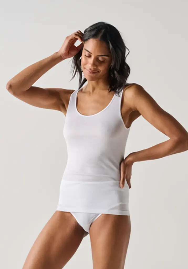 Débardeur pour femme blanc 100% Fil d'Ecosse