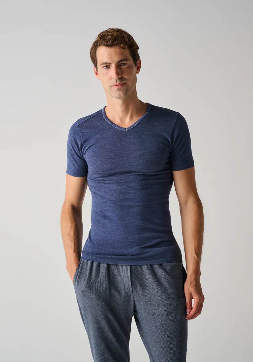 Tee Shirt Bleu coupe Regular Col V TYRON | Homme