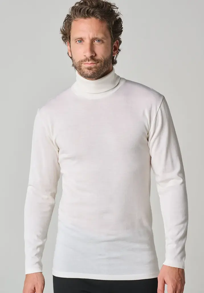 Sous Pull Homme Laine Col Roulé en Tricot Slim Fit Pullover Chaud