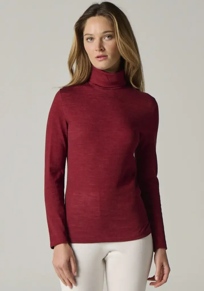 Sous-pull femme col roulé laine et soie