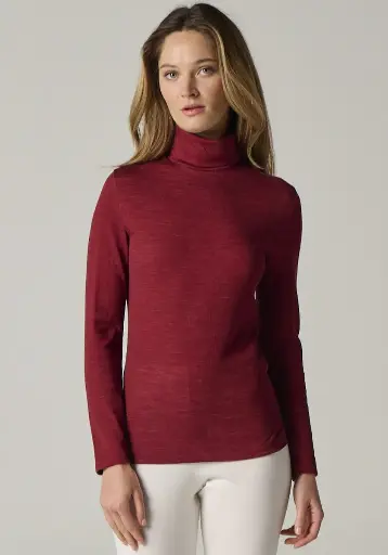 Sous-pull  femme col roulé laine et soie