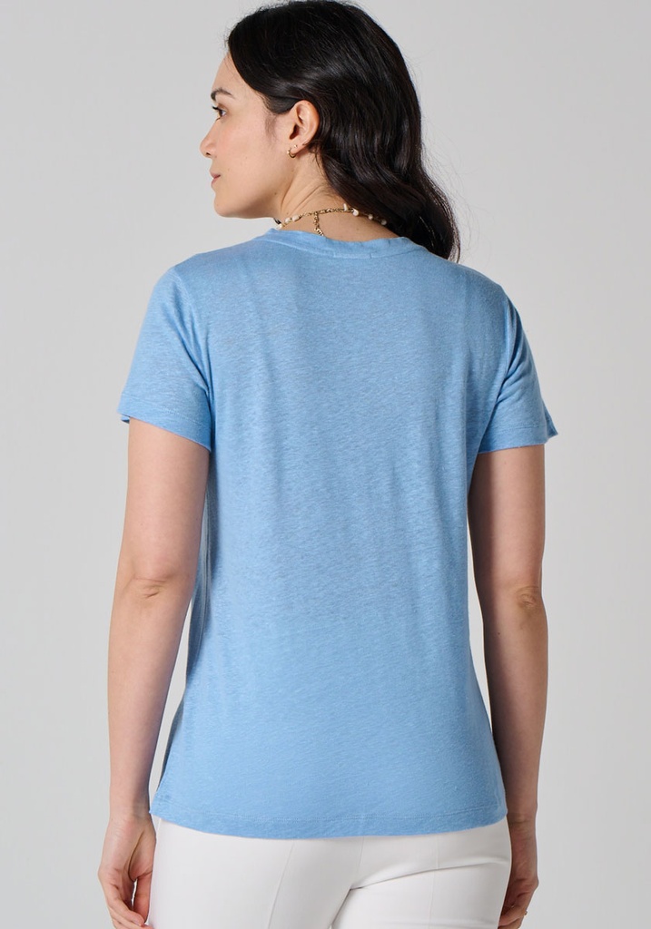 T-shirt lin  lustré et lavé pour femme